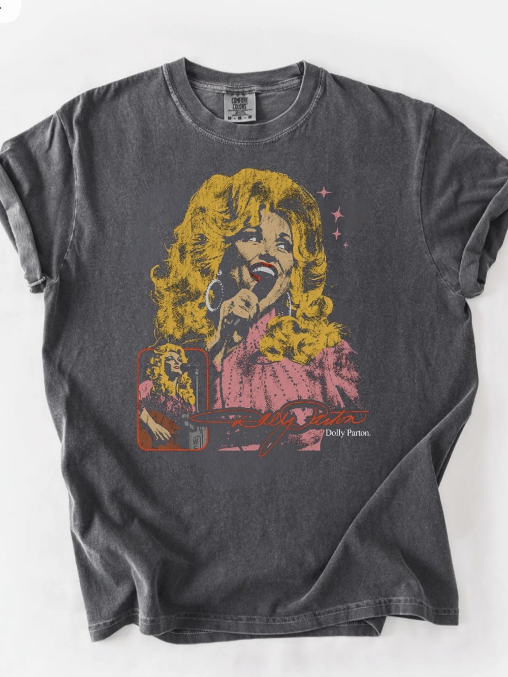 Pepper Comfort Graphic Short-Sleeve Tee with Yellow and Pink Print